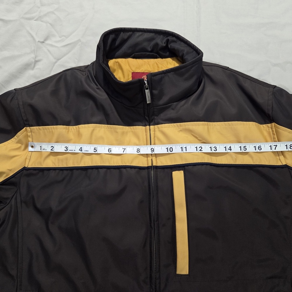 Cole Haan Quilt Lined Men's Winter Coat‎ Jacket Size Large Black Yellow Stripe - Picture 10 of 15